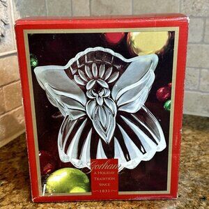 Gorham‎ Crystal Holiday Traditions Angel Of Peace 8 1/2" Candy Dish NWT Box